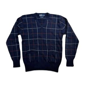 Vintage Polo Plaid Cashmere Sweater Unisex Small